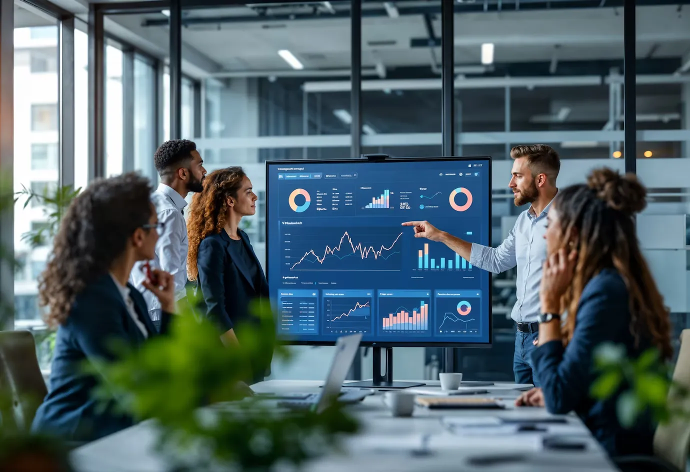 Laptop displaying growth charts and digital marketing icons, representing Why Choose Our Digital Marketing Agency for data-driven strategies and business growth
